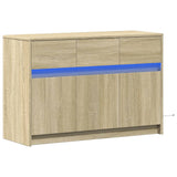 TV Cabinet with LED Sonoma Oak 91x34x61 cm Engineered Wood 852182
