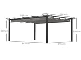 4 x 3 Aluminium Pergola with Retractable Roof, Garden Gazebo Canopy Shelter for Outdoor, Patio, T3398P318571