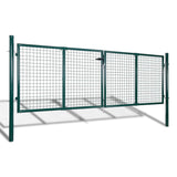 Fence Gate Steel 306x125 cm Green 42981