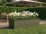 Garden Planter with LED Olive Green 30 x 100 x 30 cm Steel 8008118