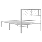 ZNTS Metal Bed Frame without Mattress with Headboard White 90x200cm 372221