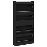 Shoe Cabinet with 4 Flip-Drawers Black 80x21x163.5 cm 3214365