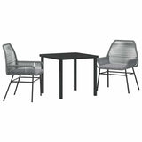 Garden Dining Set with Cushion 3 pcs Grey Poly Rattan 3380883