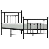 Bed Frame Black Steel Single Bed Frame Rectangular Industrial 353548