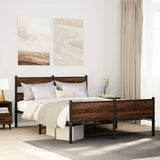 Bed Frame without Mattress Brown Oak 137x190 cm Engineered Wood 4017343