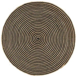 ZNTS Handmade Rug Jute with Spiral Design Black 120 cm 133720