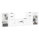 5 Piece TV Units with Storage "ODDA" White Solid Wood Pine 3365369