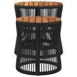 ZNTS Garden Side Tables 2 pcs with Wooden Top Black Poly Rattan 366291