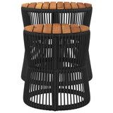 Garden Side Tables 2 pcs with Wooden Top Black Poly Rattan 366291