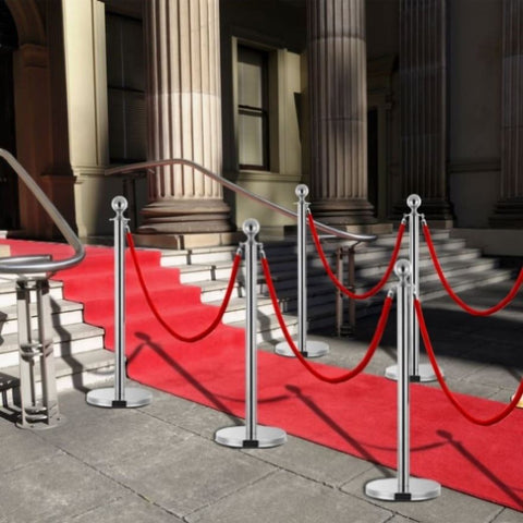 3 Piece VIP Queue Barrier Set Stainless Steel Silver 145731