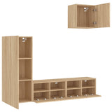 4 Piece TV Wall Units Sonoma Oak Engineered Wood 3216502