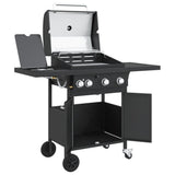 Gas BBQ Grill with 4 Burners Black Powder-coated Steel 3214252