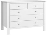 Modern Chest of Drawers, 5 Drawer Storage Cabinet with Metal Handles and Runners for Bedroom, White T3398P344211