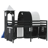 Kids' Loft Bed with Tower without Mattress White&Black 80x200cm 3207096