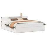Bed Frame without Mattress White 200x200 cm Solid Wood Pine 3323405
