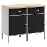 Work Cabinet with Drawer 2 pcs Black and Grey 100 x 55 x 85 cm 3321360