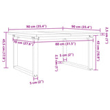 Coffee Table O-Frame 90x90x45.5 cm Solid Wood Pine and Steel 3282731