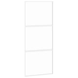 Sliding Door White 90x205 cm Tempered Glass and Aluminium 155205