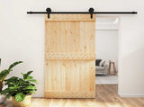 Sliding Door Natural and Black 95 x 210 cm Solid Pine Wood 3445156