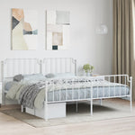 ZNTS Metal Bed Frame with Headboard and Footboard White 160x200 cm 373957