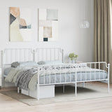 ZNTS Metal Bed Frame with Headboard and Footboard White 160x200 cm 373957