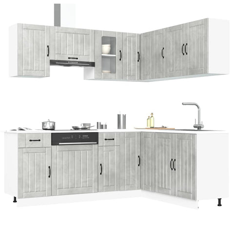 ZNTS 11 Piece Kitchen Cabinet Set Lucca Concrete Grey Engineered Wood 3314955