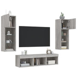 5 Piece TV Wall Units with LED Grey Sonoma Engineered Wood 3216602