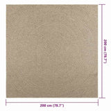 Rug ZIZUR Beige 200x200 cm Jute Look Indoor and Outdoor 4010410