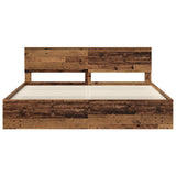 Bed Frame with Headboard Old Wood 200 x 200 cm Solid Pine Wood 3410562