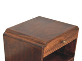 Solid Wood California Walnut Newton Bedside, 1 Drawer, 1 Open Slot, Dark Brown B2743P403131