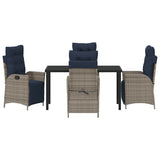 Garden Dining Set with Cushion 5 pcs Grey and Black Rattan 3380584