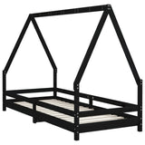 Kids Bed Frame Black 80x200 cm Solid Wood Pine 834482