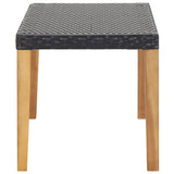 Garden Bench Black Poly Rattan and Solid Acacia Wood Medium 46488