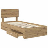 Bed Frame with Drawer Artisan Oak 90 x 190 cm Engineered Wood 3412435