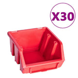 136 Piece Storage Bin Kit with Wall Panels Red and Black 150815