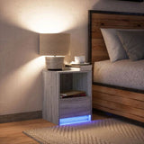 Bedside Cabinets with LED Lights 2 pcs Smoked Oak Engineered Wood 852028