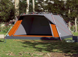 Camping Tent Cabin 4-Person Grey and Orange Quick Release 4004221
