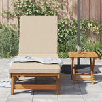 ZNTS Sun Lounger with Wheels and Cushion in Beige, Made of Solid Wood 4105537