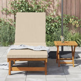ZNTS Sun Lounger with Wheels and Cushion in Beige, Made of Solid Wood 4105537