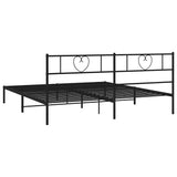 Metal Bed Frame without Mattress with Headboard Black 180x200cm 355467