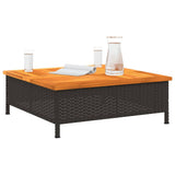 Garden Table Black 70x70x25 cm Rattan and Acacia Wood 3281629