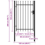 Fence Gate Single Door with Spike Top Steel 1x1.5 m Black 146034