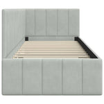 Corner Bed Frame with Headboard Light grey 80 x 200 cm Velvet 42016287