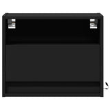ZNTS Wall-mounted Bedside Cabinet with LED Lights Black 852063