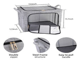 66L Clothes Storage Bags 3pcs Zipped Organizer Wardrobe Closet Boxes Steel Frame 58791681