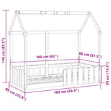 Kids' House Bed Frame without Mattress 80x160 cm Solid Wood Pine 850695