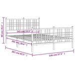 ZNTS Metal Bed Frame without Mattress with Footboard Black 140x200cm 376343