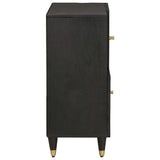 Sideboard with Shelf Black 80 x 33 x 75 cm Solid Mango Wood 4018835