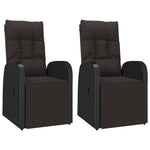 Reclining Garden Chairs with Cushions 2 pcs Black Poly Rattan 319547
