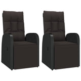 Reclining Garden Chairs with Cushions 2 pcs Black Poly Rattan 319547